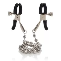 Цепь с зажимами для сосков Silver Beaded Nipple Clamps серебристый 