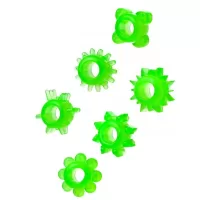 Набор из 6 зелёненьких эрекционных колец зеленый 