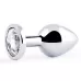 Анальная пробка SILVER PLUG MEDIUM с прозрачным кристаллом - 8,2 см прозрачный 