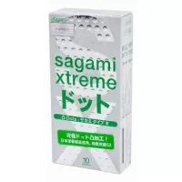 Презервативы Sagami Xtreme Type-E с точками - 10 шт зеленый 