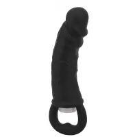 Чёрная вибровтулка-фаллос Erotic Loop Tuggers Hard Core - 11,4 см черный 