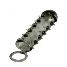 Дымчатая стимулирующая насадка с закрытой головкой SAMURAI PENIS SLEEVE BLACK - 14,5 см дымчатый 