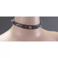 Металлический ошейник со штырьками серебристый 