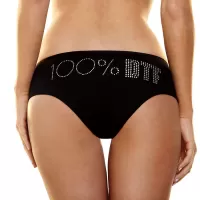 Трусики-слип с надписью стразами 100% DTF черный M-L