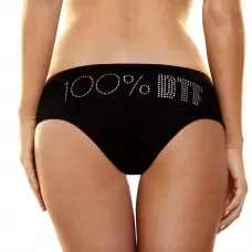 Трусики-слип с надписью стразами 100% DTF черный M-L