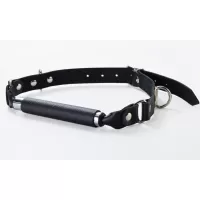 Чёрный кляп-трензель на кожаных ремешках с застёжкой черный 