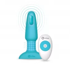 Голубая вибропробка с ротацией шариков RIMMING REMOTE CONTROL PLUG TEAL - 15,2 см голубой 