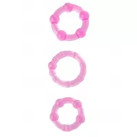 Набор из 3 стимулирующих эрекционных колец розового цвета розовый 