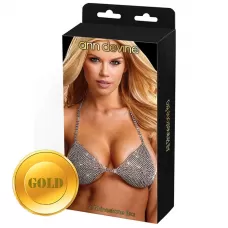 Бюстгальтер из золотистых кристаллов All Rhinestone Bra золотистый S-M-L