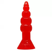 Красная анальная пробка-елочка с присоской - 17 см красный 