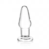 Гладкая стеклянная анальная пробка - 8 см прозрачный 