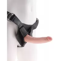 Страпон на виниловых трусиках Strap-on Harness Cock - 17,8 см телесный 