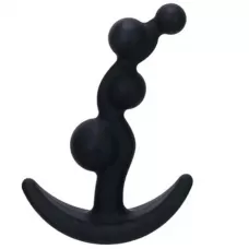 Чёрный анальный стимулятор с шариками Smiling Butt Plug - 8,9 см черный 