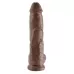 Большой коричневый фаллоимитатор с мошонкой 10  Cock with Balls на присоске - 25,4 см коричневый 