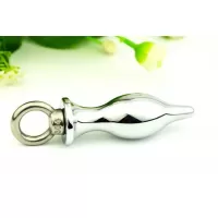 Серебристая анальная пробка со съемным кольцом серебристый 