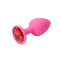 Розовая силиконовая пробка с красным кристаллом - 8,2 см красный 