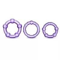 Набор из 3 фиолетовых эрекционных колец Stay Hard Beaded Cockrings фиолетовый 