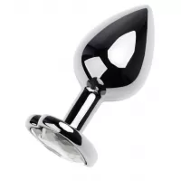 Серебристая анальная пробка с прозрачным кристаллом-сердцем - 8 см прозрачный 