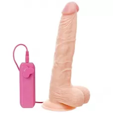 Телесный вибромассажёр на присоске G-GIRL STYLE 9INCH VIBRATING DONG - 22,9 см телесный 