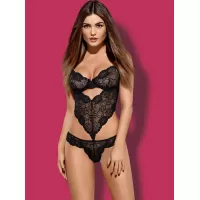 Роскошный кружевной тедди Alluria черный L-XL