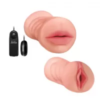 Двусторонний мастурбатор с вибропулей Satisfaction Lucky charm телесный 