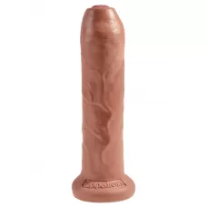 Кофейный необрезанный фаллоимитатор на присоске 7  Uncut Cock - 19,1 см кофейный 