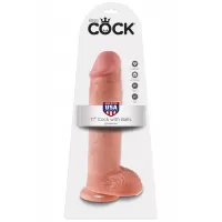 Реалистичный фаллоимитатор на присоске 11 Cock with Balls - 28 см телесный 