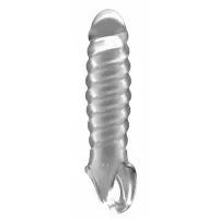 Прозрачная ребристая насадка Stretchy Penis Extension No.32 прозрачный 
