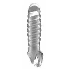 Прозрачная ребристая насадка Stretchy Penis Extension No.32 прозрачный 