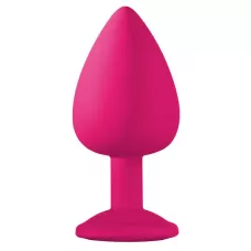 Большая розовая анальная пробка Emotions Cutie Large с фиолетовым кристаллом - 10 см фиолетовый 