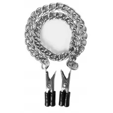 Прищепки для сосков Block Busters Nipple Clamps с цепью серебристый 