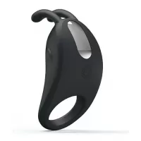 Чёрное эрекционное кольцо с вибрацией Rabbit Vibrator черный 