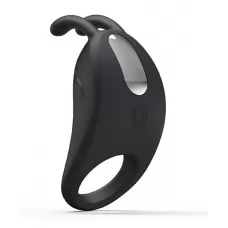 Чёрное эрекционное кольцо с вибрацией Rabbit Vibrator черный 