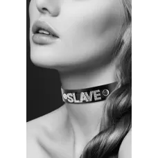 Чокер с надписью COLLIER STRASS SLAVE CUIR BOVIN черный 