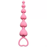 Розовая анальная цепочка Heart s Beads Pink - 18 см розовый 