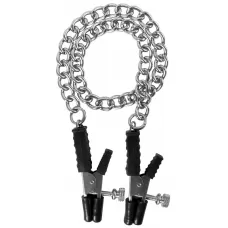 Зажимы на соски Block Busters Nipple Clamps с цепью серебристый с черным 