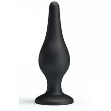 Анальная пробка на присоске среднего размера Sensitive Prostate Plug - 14 см черный 