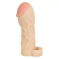 Закрытая удлиняющая насадка на пенис с подхватом мошонки Thicker   Bigger Extension - 17 см телесный 