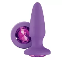 Фиолетовая анальная пробка с фиолетовым кристаллом Glams Purple Gem - 10,4 см фиолетовый 