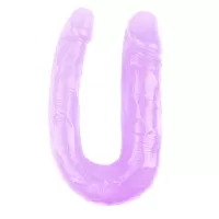 Фиолетовый двусторонний фаллоимитатор Hi-Rubber - 34 см фиолетовый 