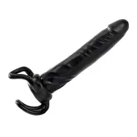 Чёрная насадка-фаллос для двойного проникновения INFLATABLE DILDO SLIM DONG  - 13,5 см черный 