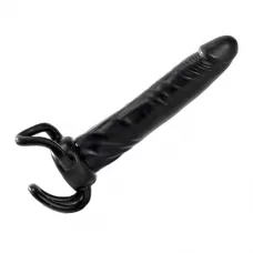 Чёрная насадка-фаллос для двойного проникновения INFLATABLE DILDO SLIM DONG  - 13,5 см черный 