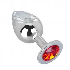 Большой плаг из стали с красным кристаллом Red Flame - 9,5 см красный 