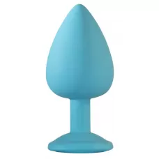 Большая голубая анальная пробка Emotions Cutie Large с розовым кристаллом - 10 см розовый 