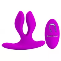 Универсальный вибромассажер для пар Magic Fingers U с пультом ДУ лиловый 