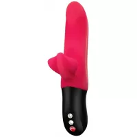 Красный пульсатор с клиторальным лепестком Bi Stronic Fusion - 21,5 см красный 