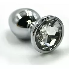 Серебристая алюминиевая пробка с прозрачным кристаллом - 8,4 см прозрачный 