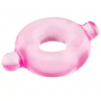 Розовое эрекционное кольцо с ушками для удобства надевания BASICX TPR COCKRING PINK розовый 