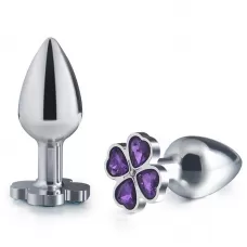 Серебристая пробка с цветком из фиолетовых сердечек - 7 см фиолетовый 