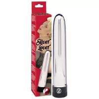 Серебристый классический вибратор Silver Lover - 19 см серебристый 